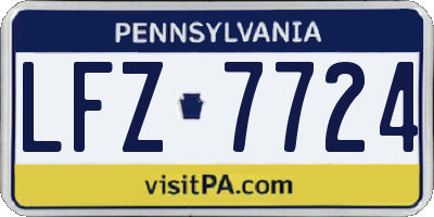PA license plate LFZ7724