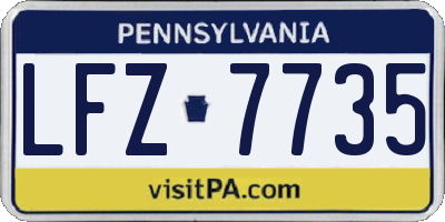 PA license plate LFZ7735