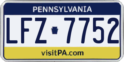 PA license plate LFZ7752