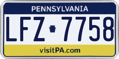 PA license plate LFZ7758