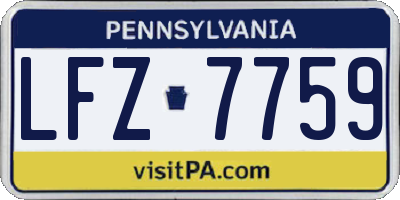 PA license plate LFZ7759