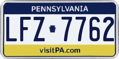 PA license plate LFZ7762