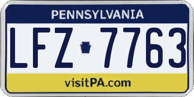 PA license plate LFZ7763