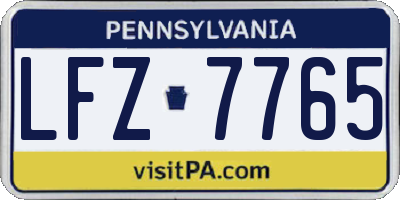 PA license plate LFZ7765