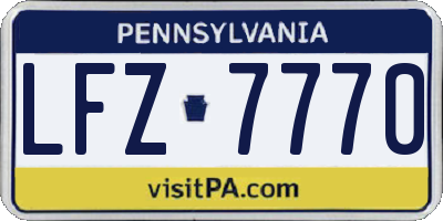 PA license plate LFZ7770