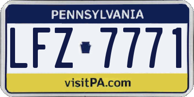 PA license plate LFZ7771