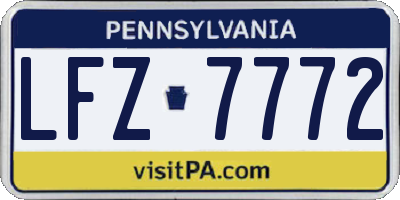 PA license plate LFZ7772