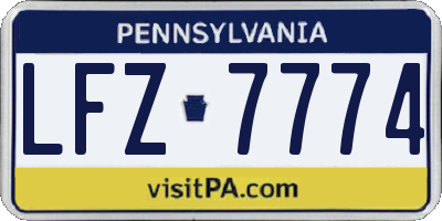 PA license plate LFZ7774