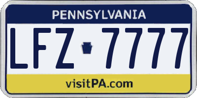 PA license plate LFZ7777