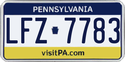 PA license plate LFZ7783