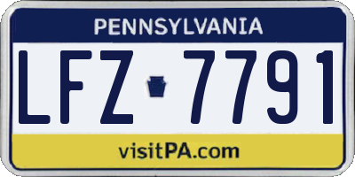 PA license plate LFZ7791