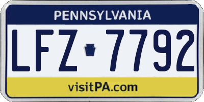 PA license plate LFZ7792