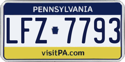 PA license plate LFZ7793