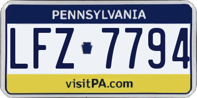 PA license plate LFZ7794