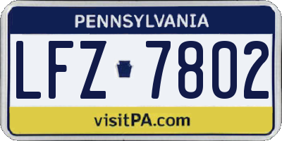 PA license plate LFZ7802