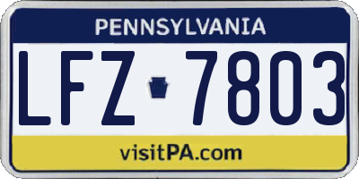 PA license plate LFZ7803