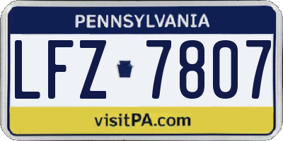 PA license plate LFZ7807