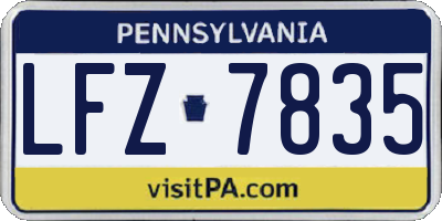 PA license plate LFZ7835