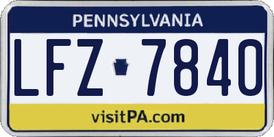 PA license plate LFZ7840