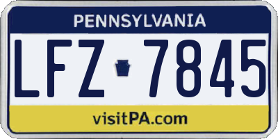 PA license plate LFZ7845