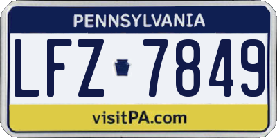 PA license plate LFZ7849