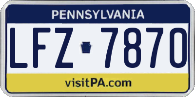PA license plate LFZ7870