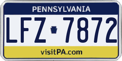 PA license plate LFZ7872