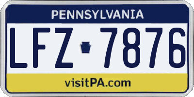 PA license plate LFZ7876
