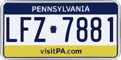 PA license plate LFZ7881
