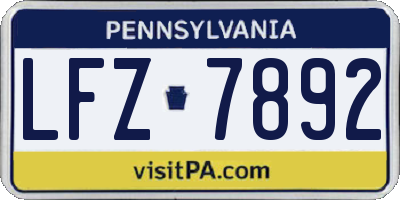PA license plate LFZ7892