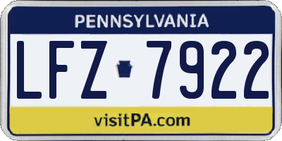 PA license plate LFZ7922