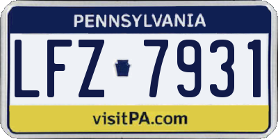 PA license plate LFZ7931