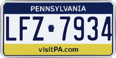 PA license plate LFZ7934