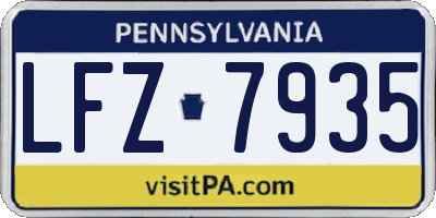 PA license plate LFZ7935