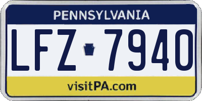 PA license plate LFZ7940