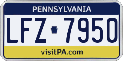 PA license plate LFZ7950