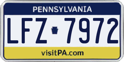 PA license plate LFZ7972