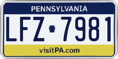 PA license plate LFZ7981