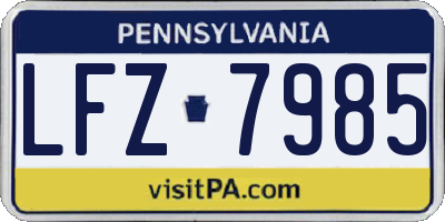 PA license plate LFZ7985