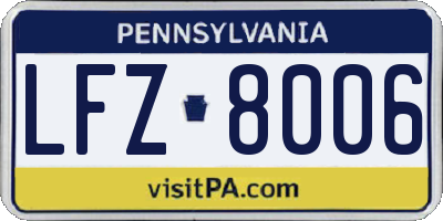 PA license plate LFZ8006