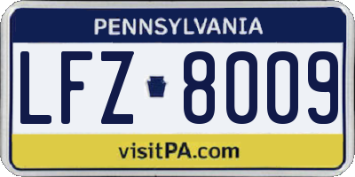 PA license plate LFZ8009