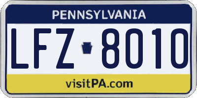 PA license plate LFZ8010