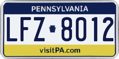 PA license plate LFZ8012