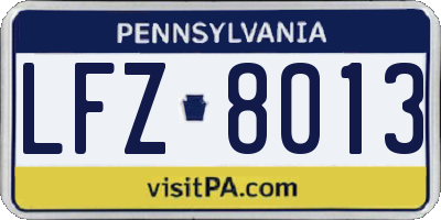 PA license plate LFZ8013