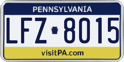 PA license plate LFZ8015