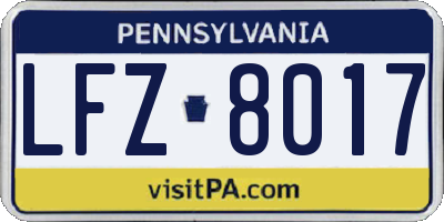 PA license plate LFZ8017