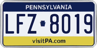 PA license plate LFZ8019