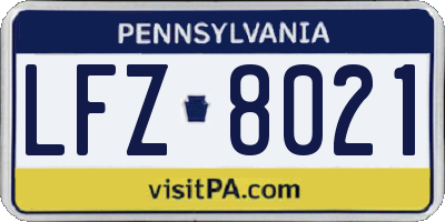 PA license plate LFZ8021