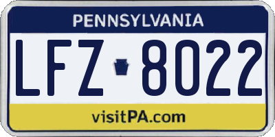 PA license plate LFZ8022