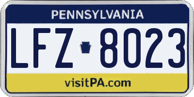 PA license plate LFZ8023